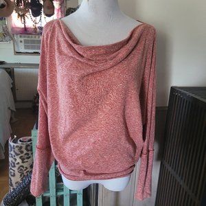 Free People heathered red raglan off shoulder shirt long sleeve